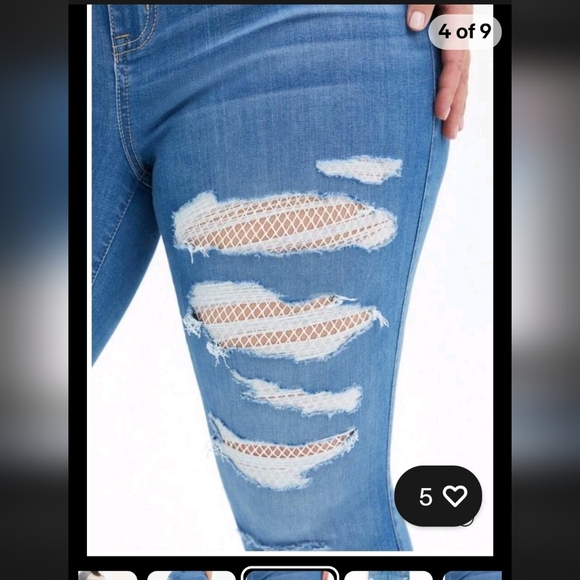 🍂🍁Torrid 20R Torrid Jeans Fishnet Deconstructed Jegging SKINNY SUPER SOFT - Picture 9 of 9